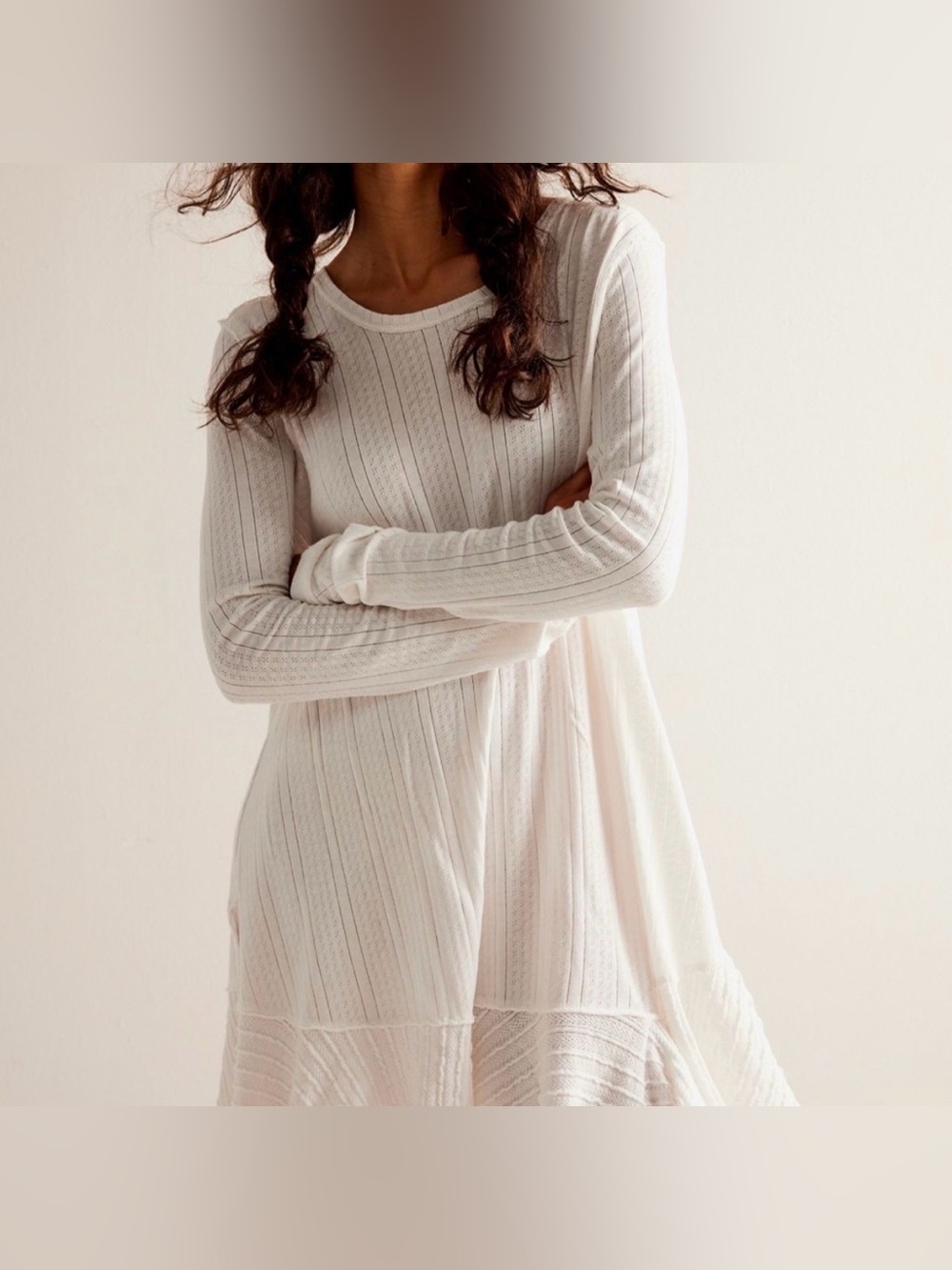 NWT FREE PEOPLE Tate Pointelle Tunic- Ivory Combo $78 MSRP